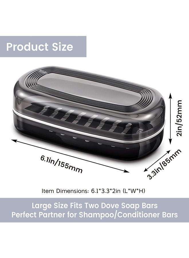 Wffo Shampoo Bar Travel Case with Lid, Large Bar Soap Holder, Shampoo and Conditioner Bar Container Perfect for Soap, Travel Soap Box for Traveling, Camping, Gym, Bathroom (Black) - Image 2